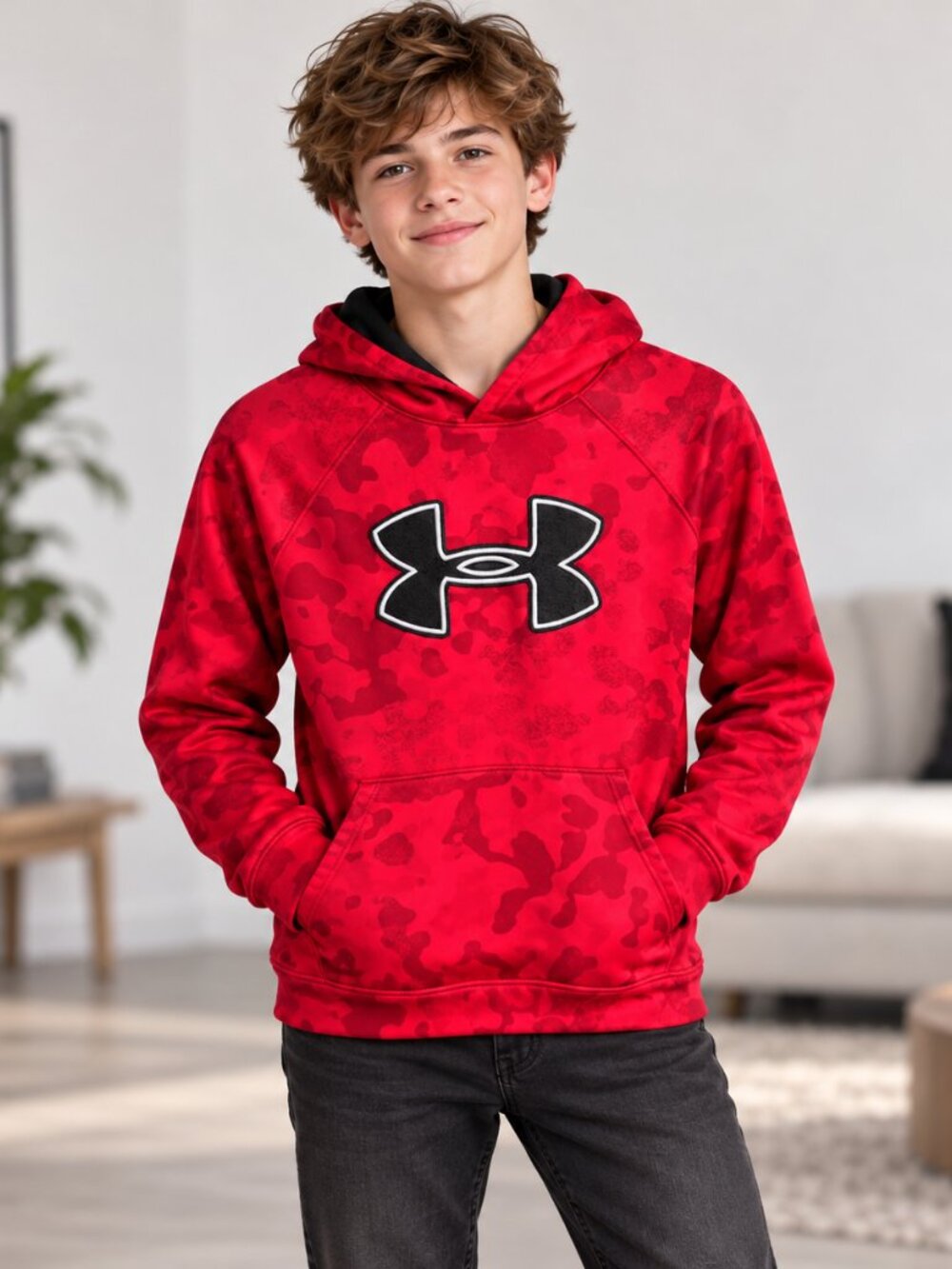Under Armour Kids Red Camo Pullover Hoodie